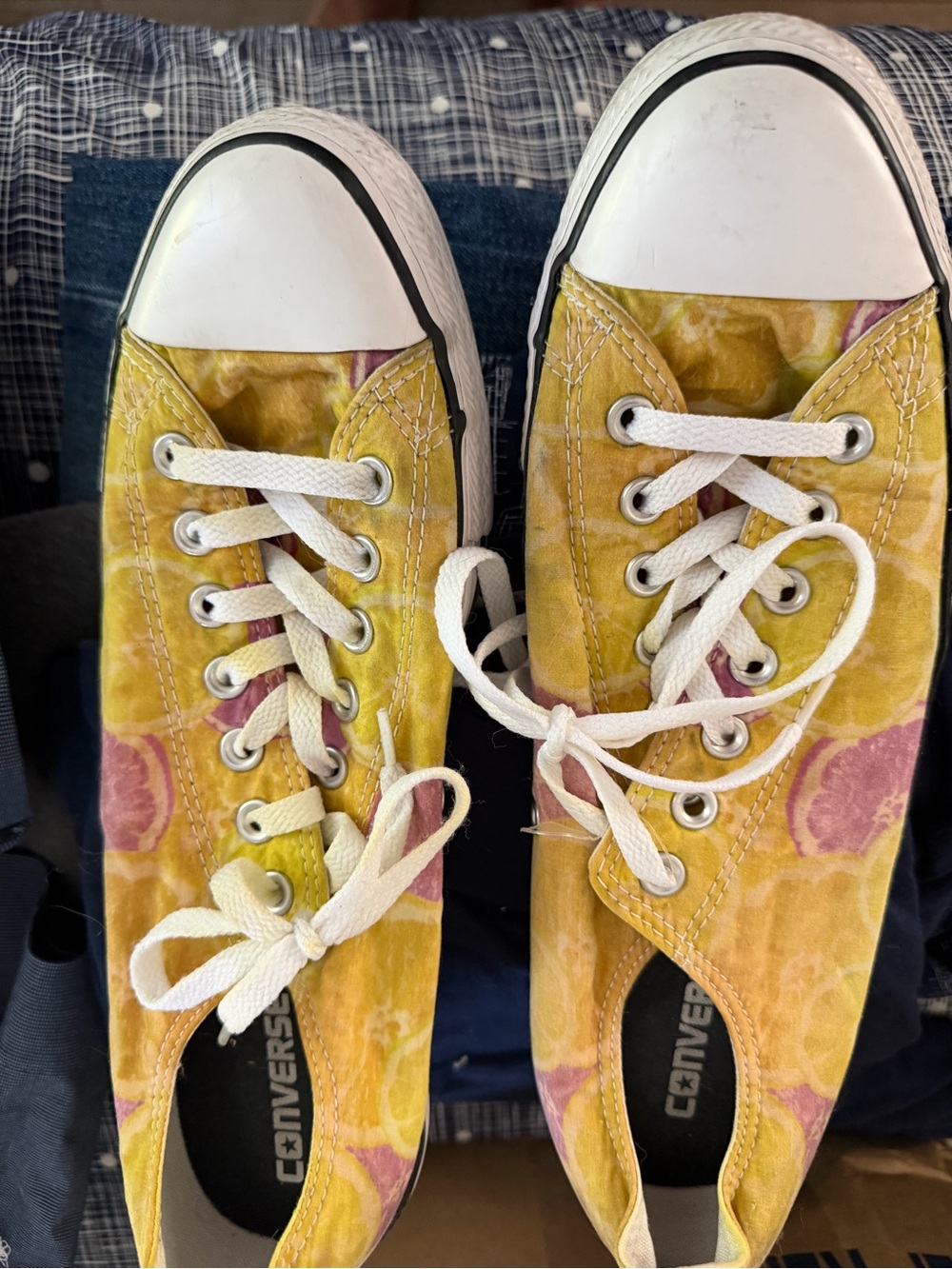 Converse Low Top Sneakers in Yellow and Pink Tie-Dye
